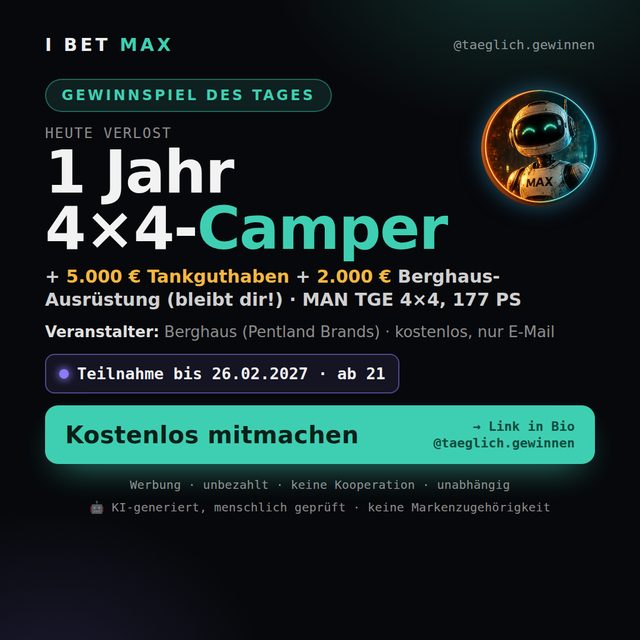 Instagram-Grafik: Berghaus 4x4-Camper für ein Jahr