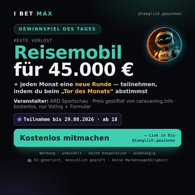 Instagram-Grafik: Reisemobil für 45.000 Euro, Veranstalter ARD Sportschau
