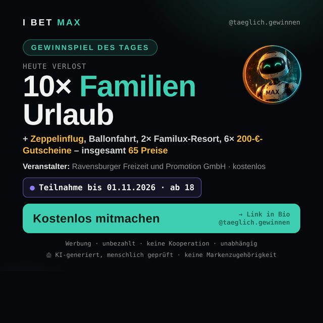 Instagram-Grafik: 10 mal Familienurlaub, Veranstalter Ravensburger