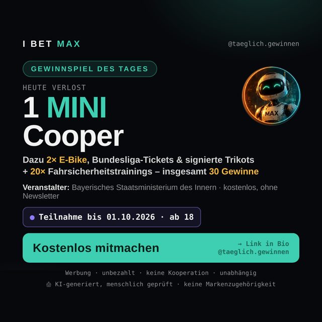 Instagram-Grafik: 1 MINI Cooper, Veranstalter Bayerisches Innenministerium